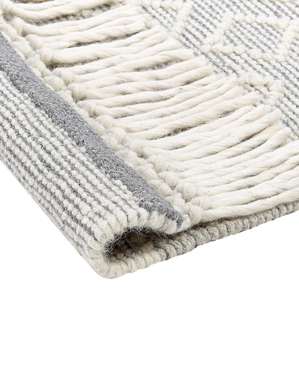 Tapete Em La Cinzento E Branco Creme 160 X 230 Cm Tonya