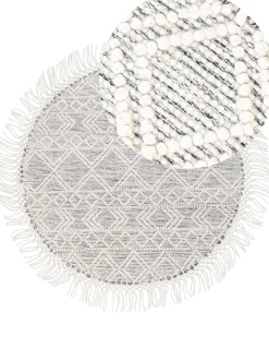 Tapete Em La Cinzento E Branco Creme 140 Cm Buldan