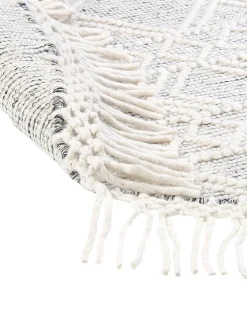 Tapete Em La Cinzento E Branco Creme 140 Cm Buldan