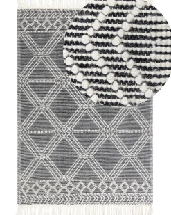 Tapete Em La Cinzento E Branco Creme 160 X 230 Cm Toprakkale