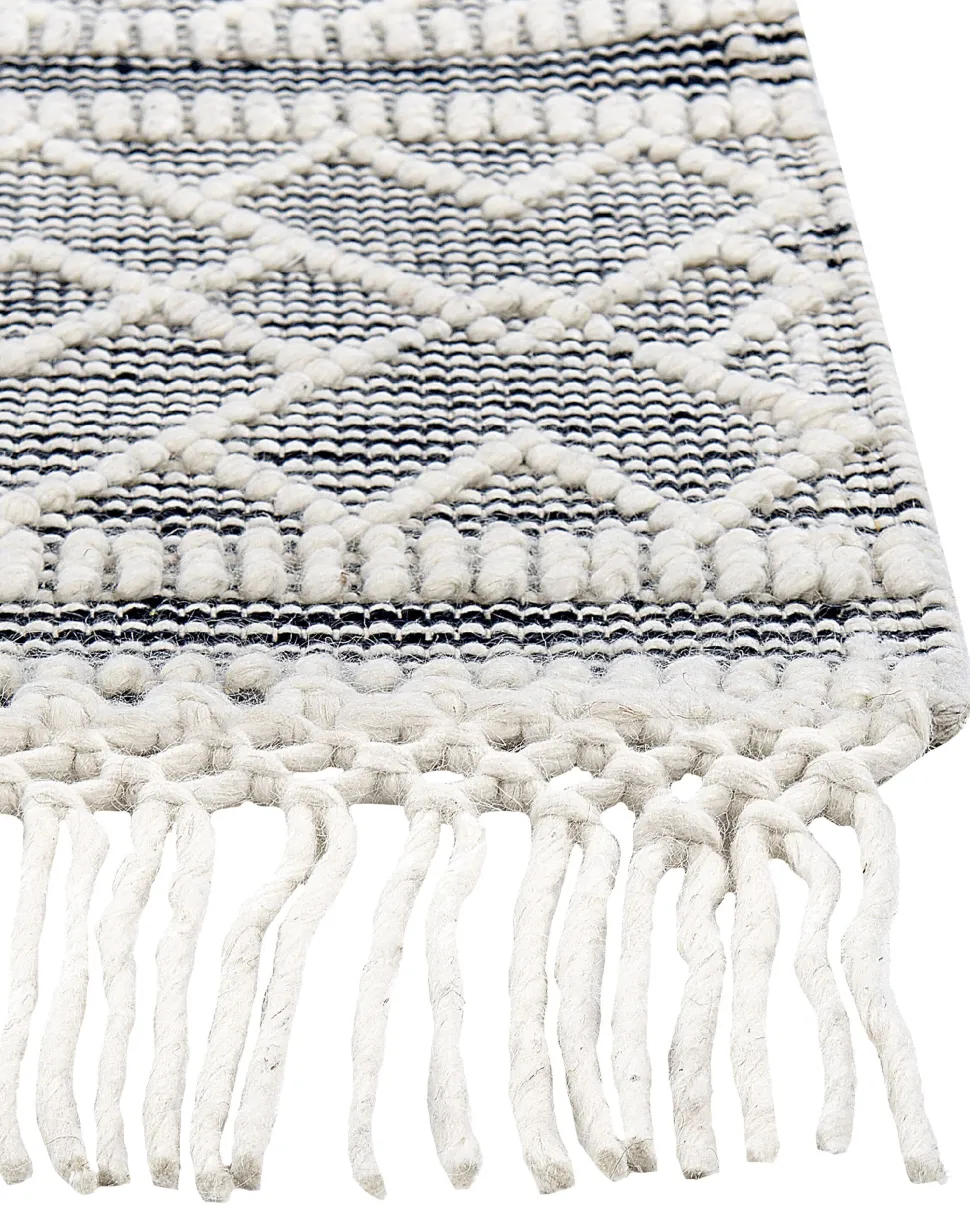 Tapete Em La Cinzento E Branco Creme 160 X 230 Cm Toprakkale