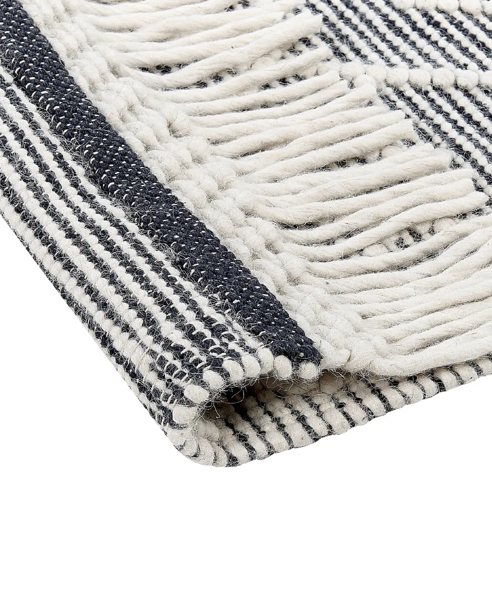 Tapete Em La Cinzento E Branco Creme 160 X 230 Cm Toprakkale