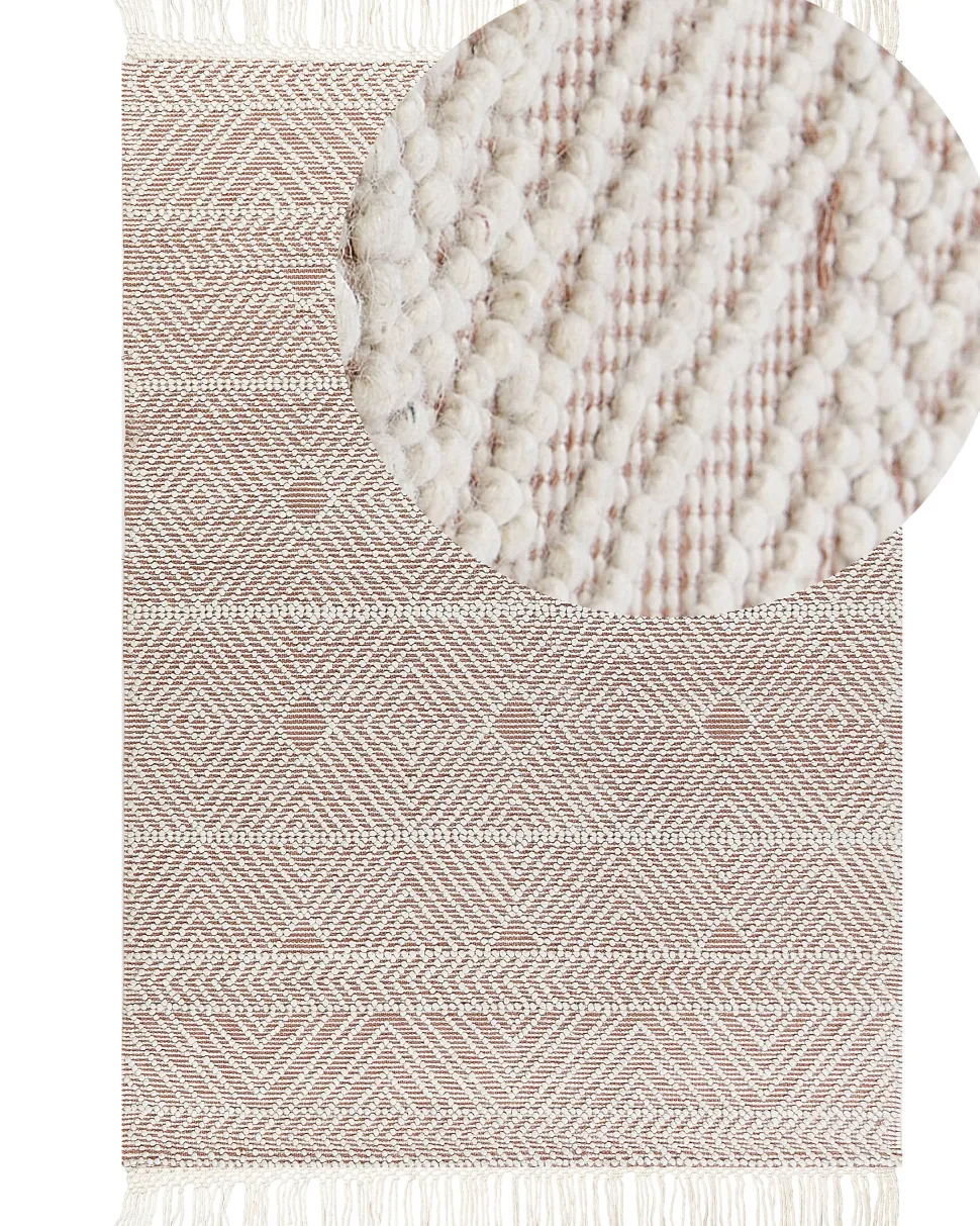 Tapete Em La Creme E Castanho 160 X 230 Cm Kestel