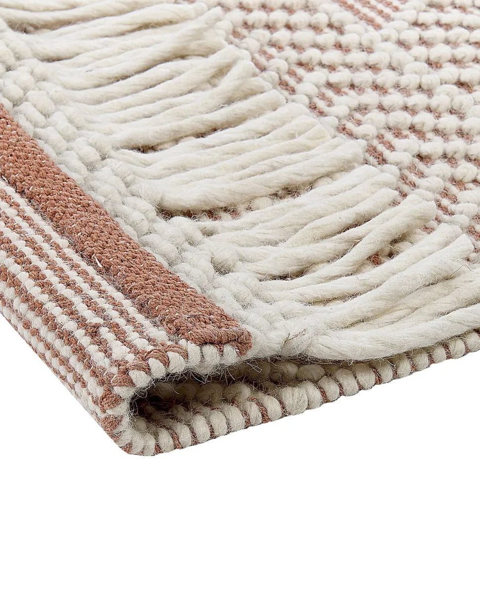 Tapete Em La Creme E Castanho 160 X 230 Cm Kestel