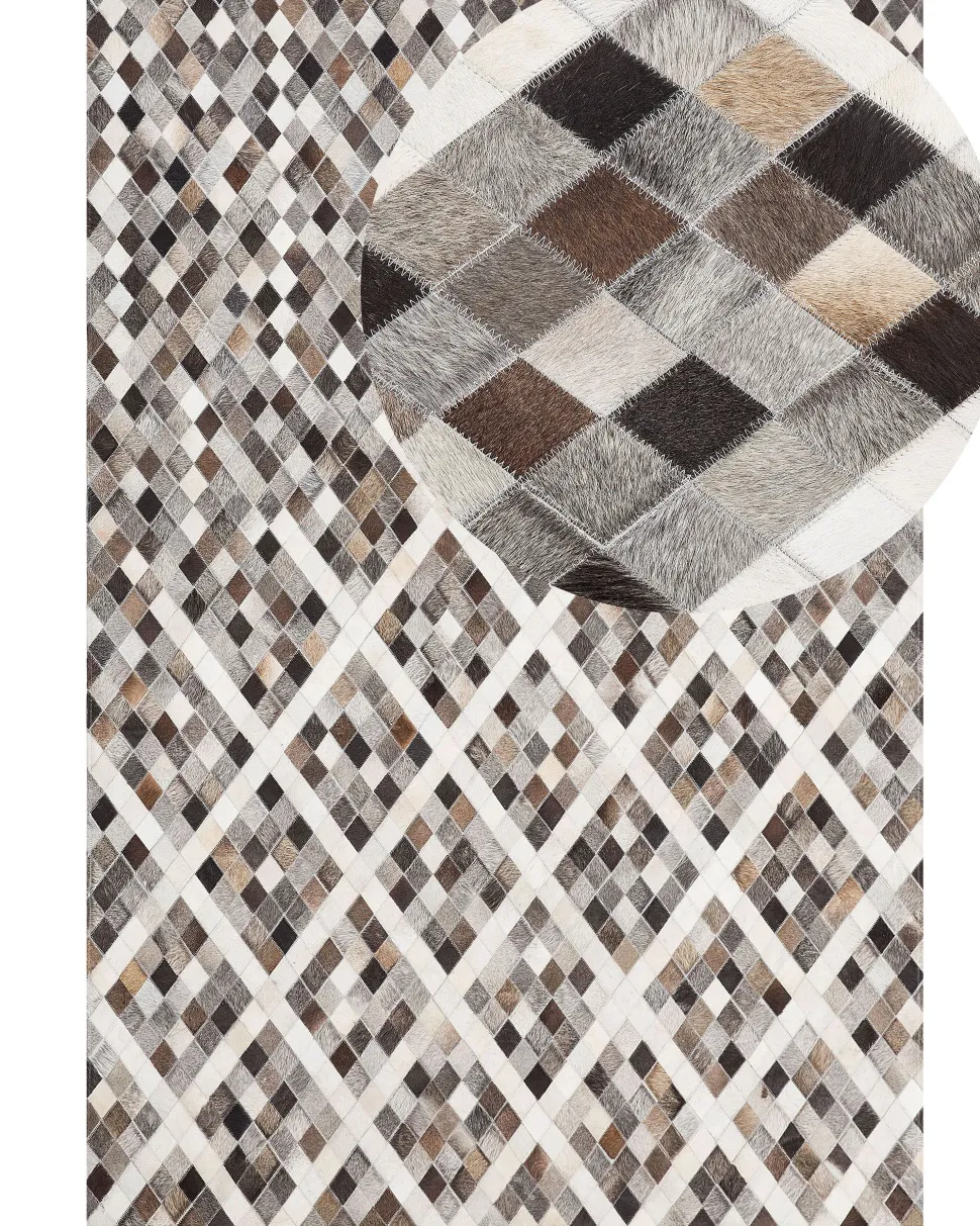 Tapete Em Pele Cinzenta E Castanha 160 X 230 Cm Akdere