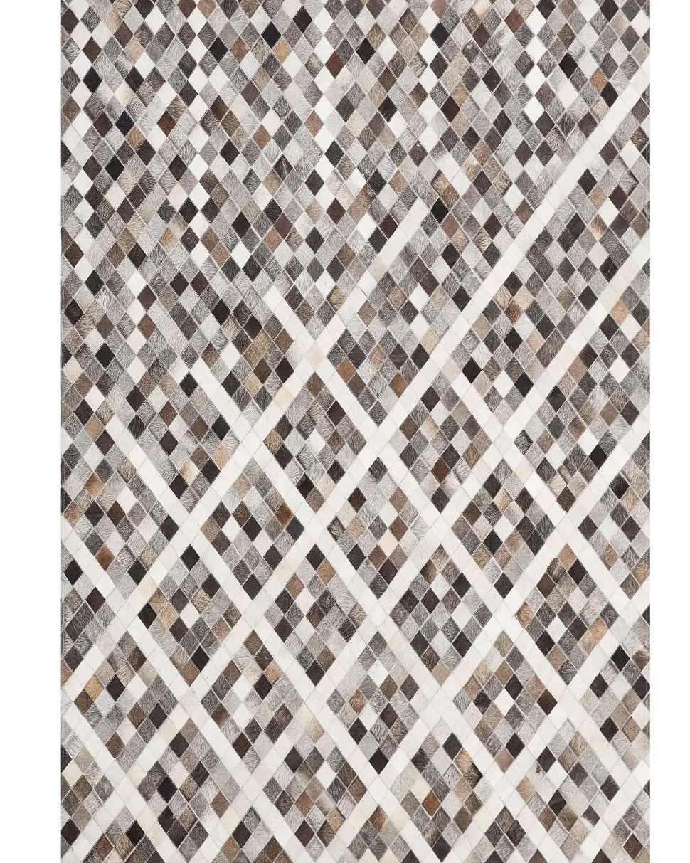 Tapete Em Pele Cinzenta E Castanha 160 X 230 Cm Akdere