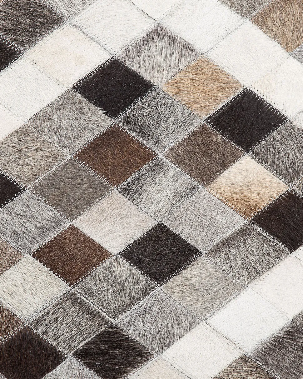 Tapete Em Pele Cinzenta E Castanha 160 X 230 Cm Akdere
