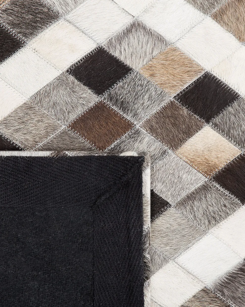 Tapete Em Pele Cinzenta E Castanha 160 X 230 Cm Akdere