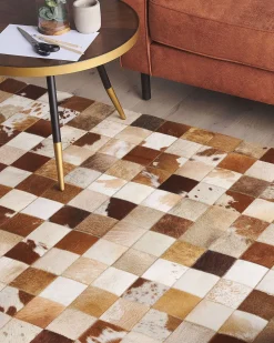 Tapete Em Pele Genuina Branca E Castanha 160 X 230 Cm Camili