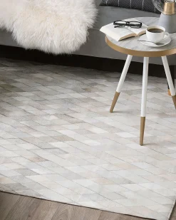 Tapete Em Pele Genuina Branca E Cinzenta 160 X 230 Cm Maldan