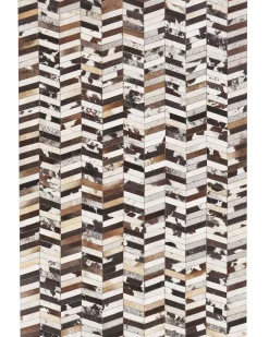 Tapete Em Pele Genuina Castanha E Branca 160 X 230 Cm Akyele