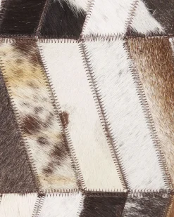 Tapete Em Pele Genuina Castanha E Branca 160 X 230 Cm Akyele