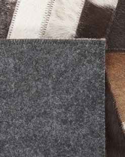 Tapete Em Pele Genuina Castanha E Branca 160 X 230 Cm Akyele