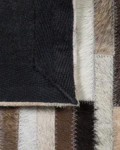 Tapete Em Pele Genuina Castanha E Creme 140 X 200 Cm Sinneli