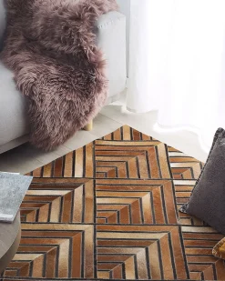 Tapete Em Pele Genuina Castanha 160 X 230 Cm Tekir