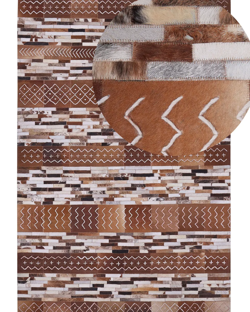 Tapete Em Pele Genuina Castanha 160 X 230 Cm Herekli