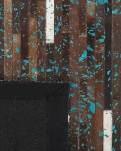 Tapete Em Pele Genuina Castanha E Azul 160 X 230 Cm Kisir