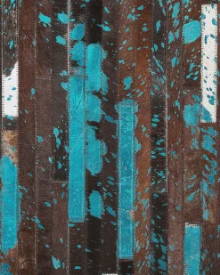 Tapete Em Pele Genuina Castanha E Azul 160 X 230 Cm Kisir