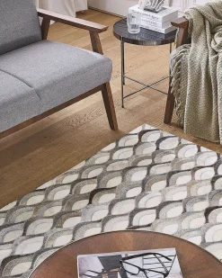 Tapete Em Pele Genuina Castanha E Creme 160 X 230 Cm Kirca