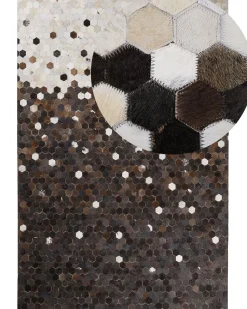 Tapete Em Pele Genuina Castanha E Creme 160 X 230 Cm Eyim