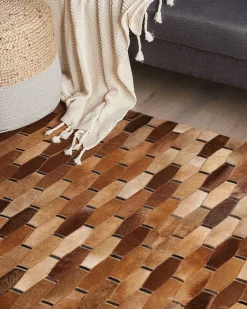 Tapete Em Pele Genuina Castanha 140 X 200 Cm Digor