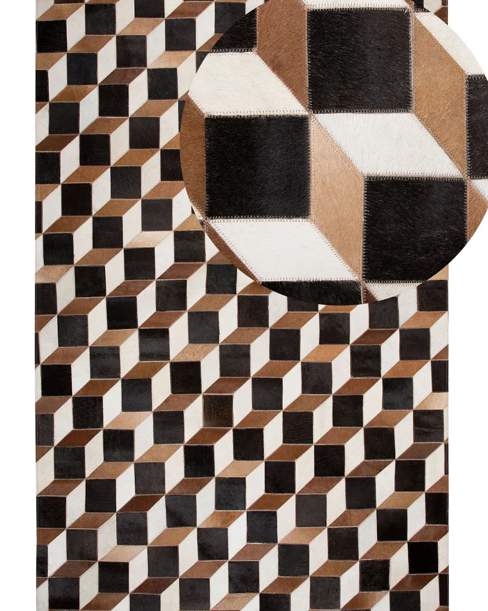 Tapete Em Pele Genuina Castanha 140 X 200 Cm Alpkoy