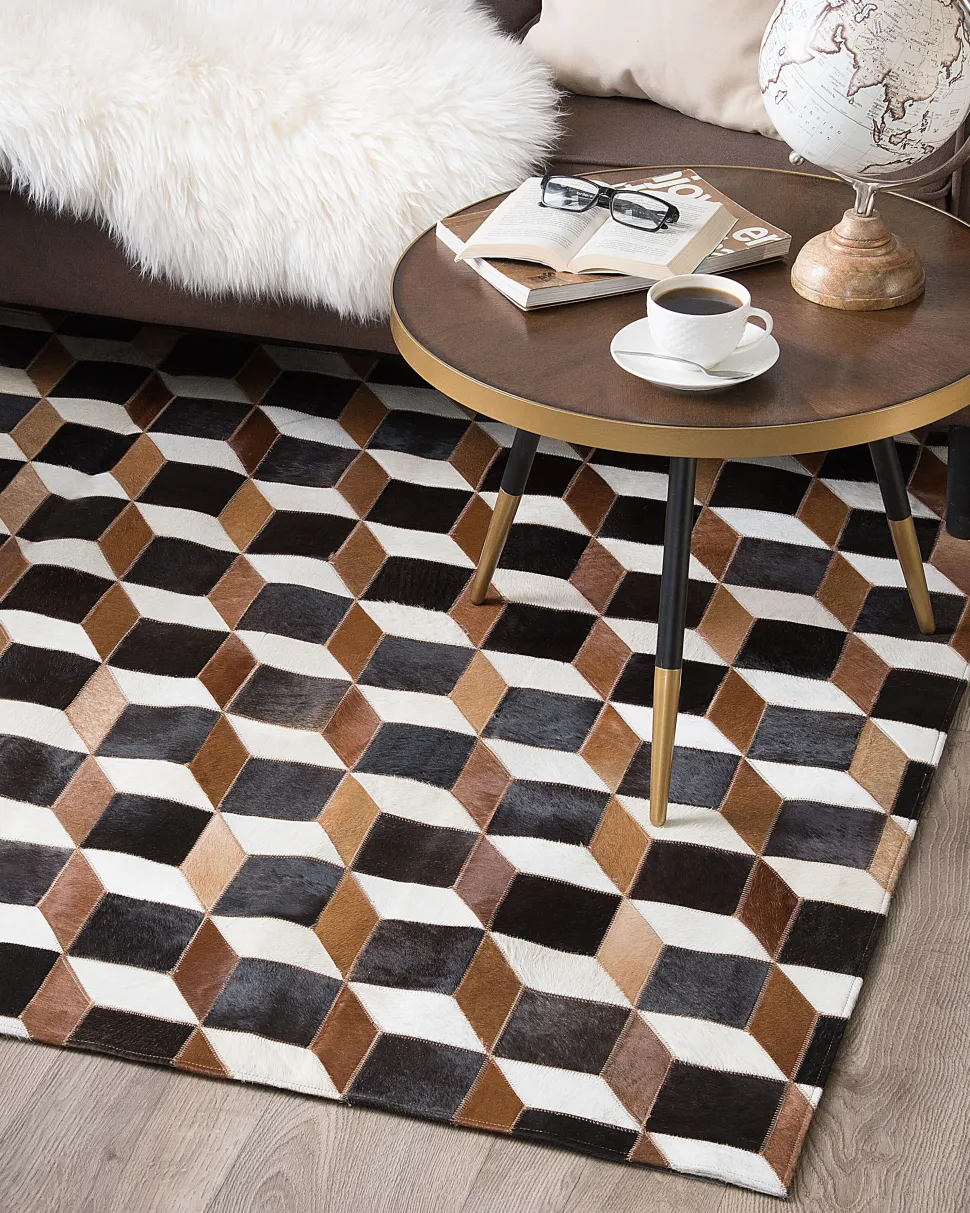 Tapete Em Pele Genuina Castanha 140 X 200 Cm Alpkoy