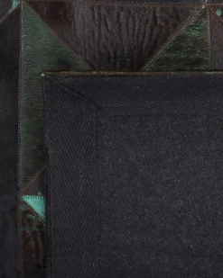 Tapete Em Pele Genuina Castanha E Azul Turquesa 160 X 230 Cm Atalan