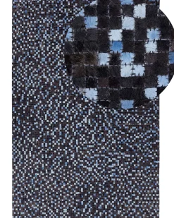 Tapete Em Pele Genuina Castanha E Azul 160 X 230 Cm Ikisu