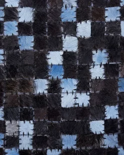 Tapete Em Pele Genuina Castanha E Azul 160 X 230 Cm Ikisu