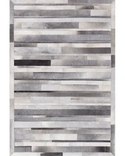Tapete Em Pele Genuina Cinzenta Clara 160 X 230 Cm Azay