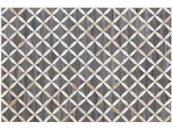 Tapete Em Pele Genuina Cinzenta E Creme 160 X 230 Cm Genc