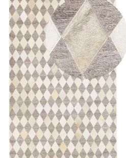 Tapete Em Pele Genuina Creme E Castanha 160 X 230 Cm Seslice