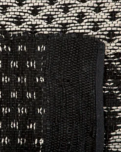 Tapete Em Pele Genuina Preta E Creme 140 X 200 Cm Sokun