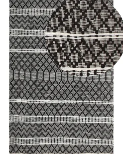 Tapete Em Pele Genuina Preta E Creme 140 X 200 Cm Fehimli