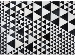 Tapete Em Pele Genuina Preta E Branca 160 X 230 Cm Odemis