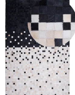 Tapete Em Pele Genuina Preta E Creme 160 X 230 Cm Erfelek