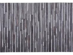 Tapete Em Pele Genuina Preta E Cinzenta 140 X 200 Cm Atalar