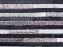 Tapete Em Pele Genuina Preta E Cinzenta 140 X 200 Cm Atalar