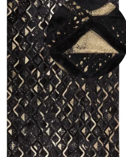 Tapete Em Pele Genuina Preta E Dourada 160 X 230 Cm Develi