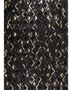 Tapete Em Pele Genuina Preta E Dourada 160 X 230 Cm Develi