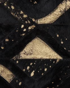 Tapete Em Pele Genuina Preta E Dourada 160 X 230 Cm Develi