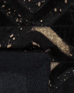 Tapete Em Pele Genuina Preta E Dourada 160 X 230 Cm Develi