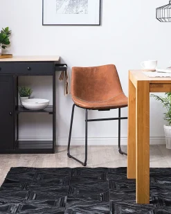 Tapete Em Pele Genuina Preta 160 X 230 Cm Kasar