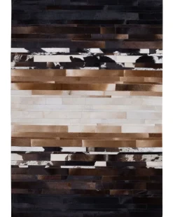Tapete Em Pele Genuina Preta E Creme 160 X 230 Cm Dalyan