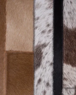 Tapete Em Pele Genuina Preta E Creme 160 X 230 Cm Dalyan