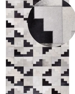 Tapete Em Pele Genuina Preta E Cinzenta 160 X 230 Cm Efirli