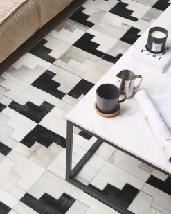 Tapete Em Pele Genuina Preta E Cinzenta 160 X 230 Cm Efirli