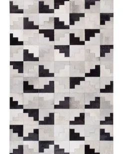 Tapete Em Pele Genuina Preta E Cinzenta 160 X 230 Cm Efirli