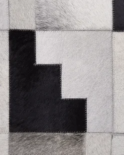 Tapete Em Pele Genuina Preta E Cinzenta 160 X 230 Cm Efirli